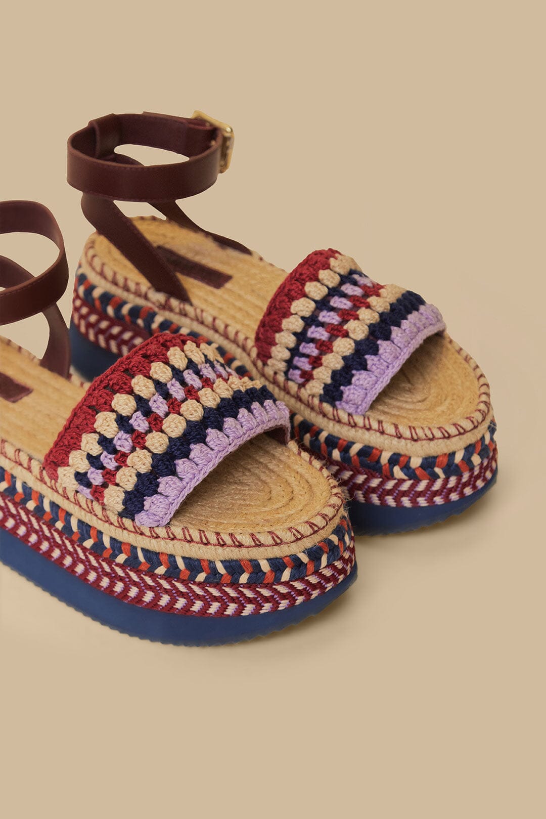 MEDIA OFF LINE_Espadrilles à plateforme Marsala en crochet - Multicolore