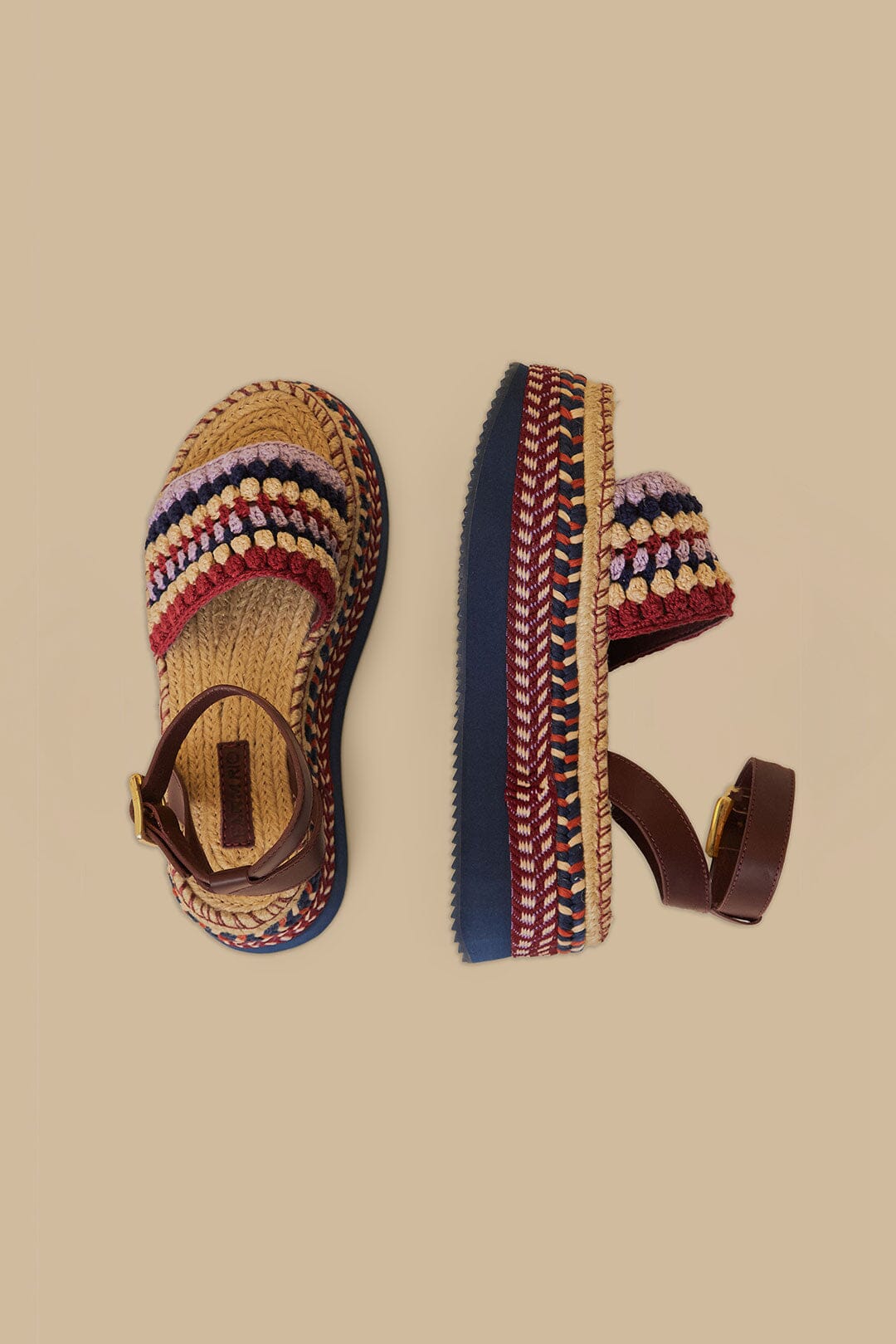 MEDIA OFF LINE_Espadrilles à plateforme Marsala en crochet - Multicolore