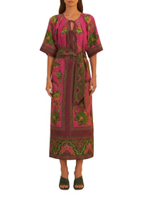 Robe longue Ana Tapestry en lin - Rose