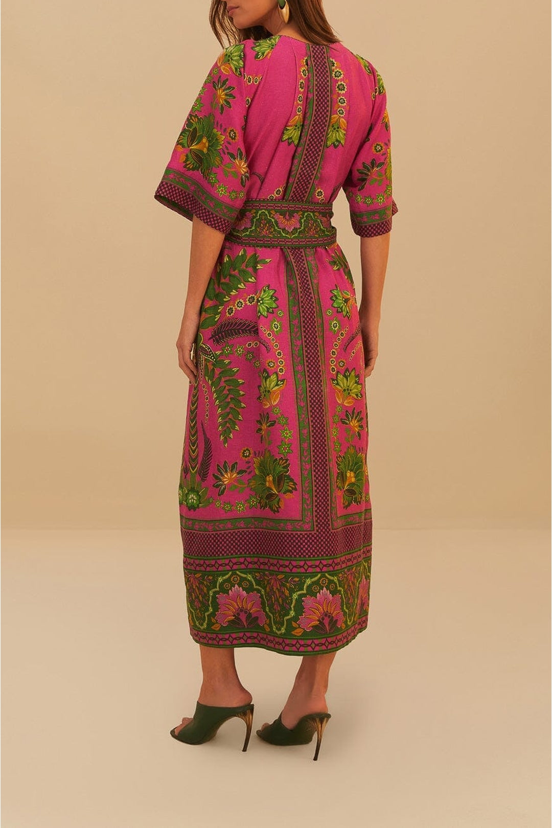 Robe longue Ana Tapestry en lin - Rose