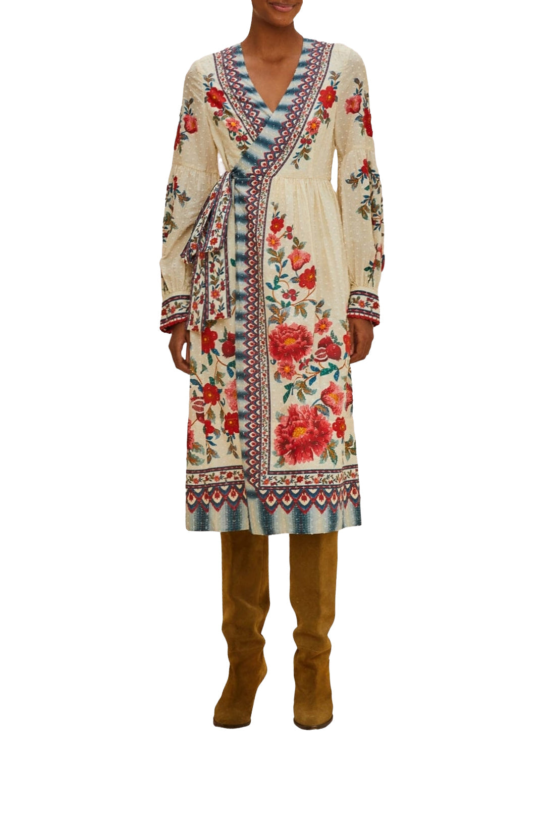 Robe midi Mosaic Garden en coton - Multicolore