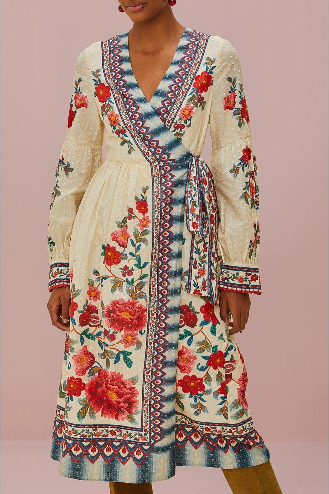 Robe midi Mosaic Garden en coton - Multicolore