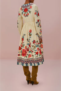 Robe midi Mosaic Garden en coton - Multicolore