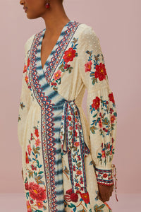 Robe midi Mosaic Garden en coton - Multicolore