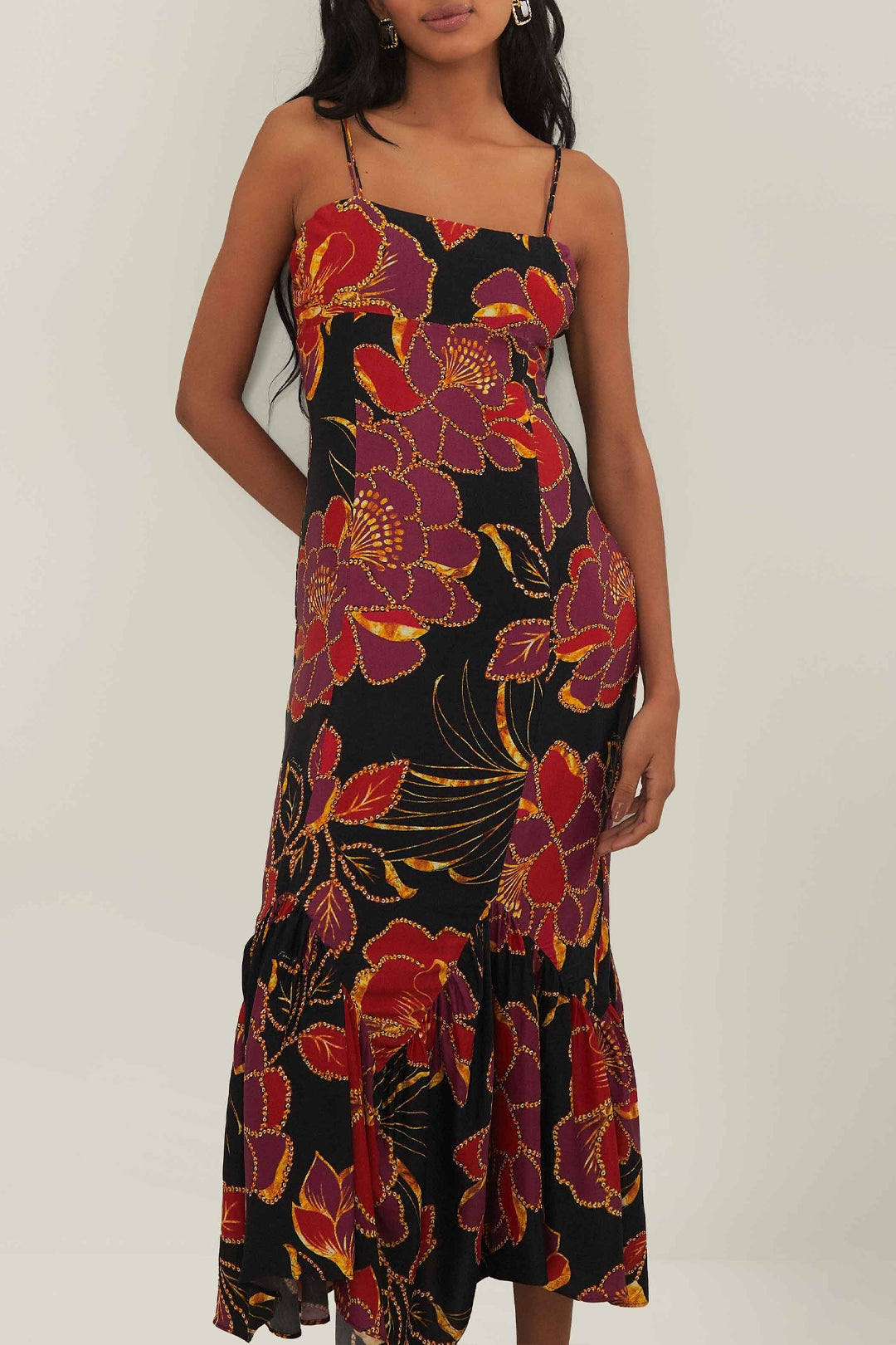 Robe midi Chita scintillante - Noir