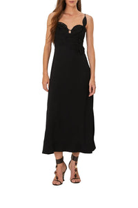 Robe longue bustier fleurie - Noir