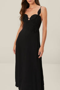 Robe longue bustier fleurie - Noir