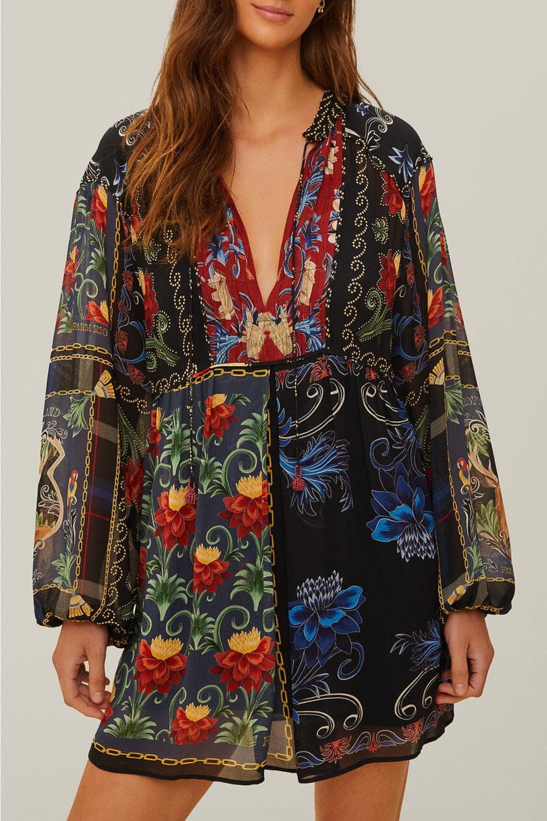 Robe courte à manches longues Arabesque - Noir