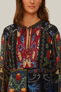 Robe courte à manches longues Arabesque - Noir