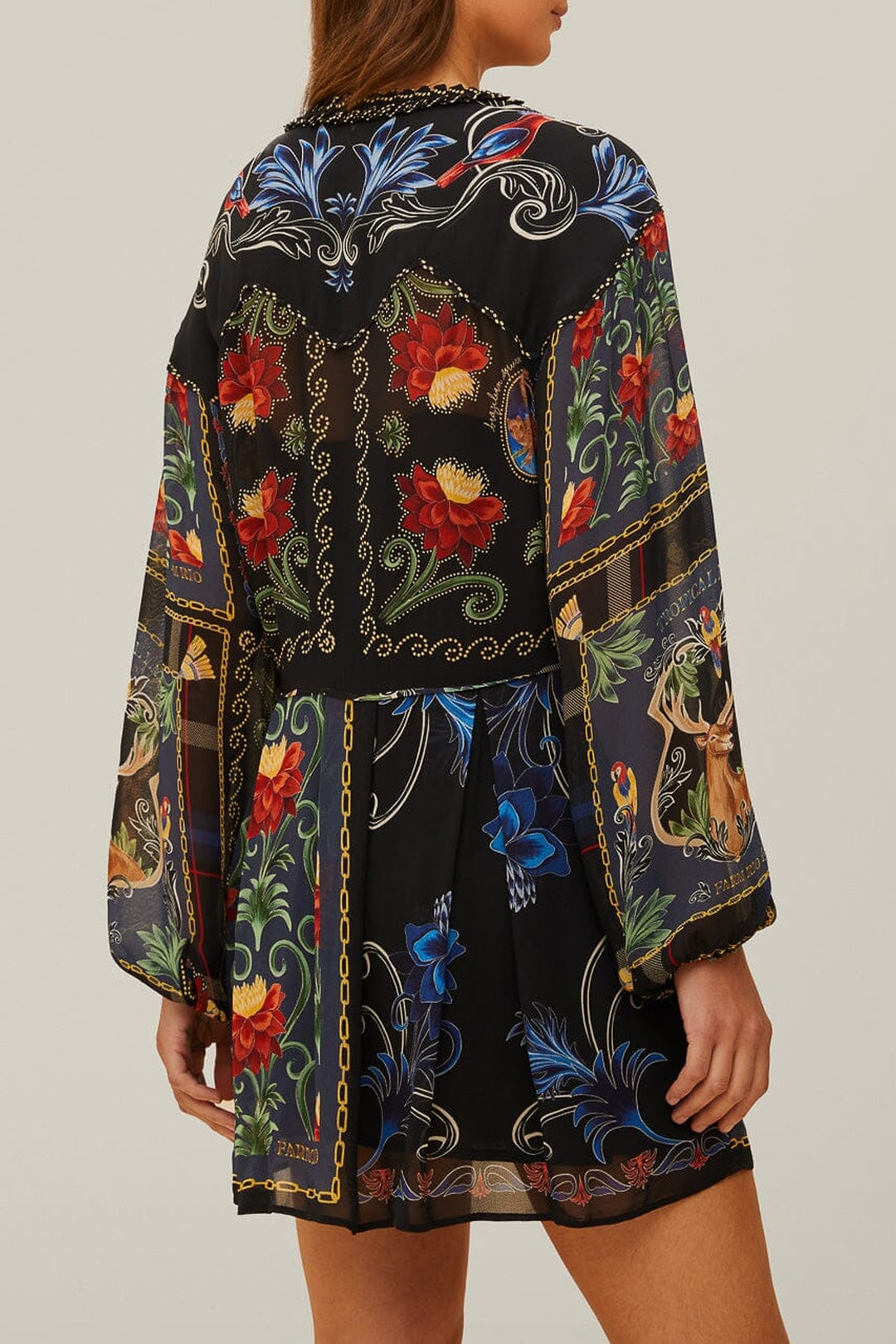 Robe courte à manches longues Arabesque - Noir