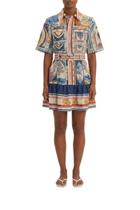 Robe courte Cerrado Stamps en lin - Multicolore