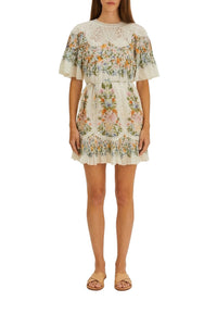 Robe courte Sweet Bloom en coton - Blanc