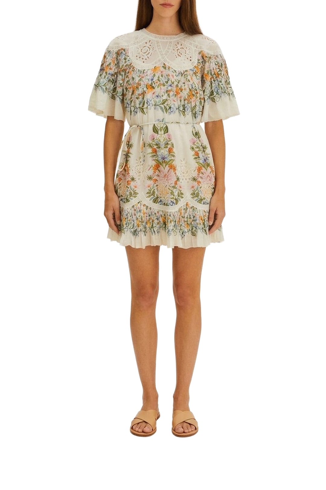 Robe courte Sweet Bloom en coton - Blanc