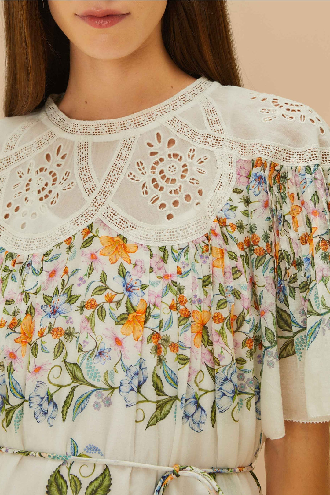 Robe courte Sweet Bloom en coton - Blanc