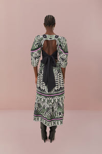 Robe midi en dentelle et coton - Noir