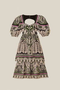 Robe midi en dentelle et coton - Noir