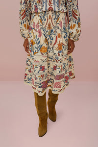 Jupe midi Romantic Lighteness en coton - Multicolore