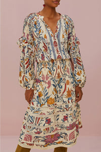 Jupe midi Romantic Lighteness en coton - Multicolore