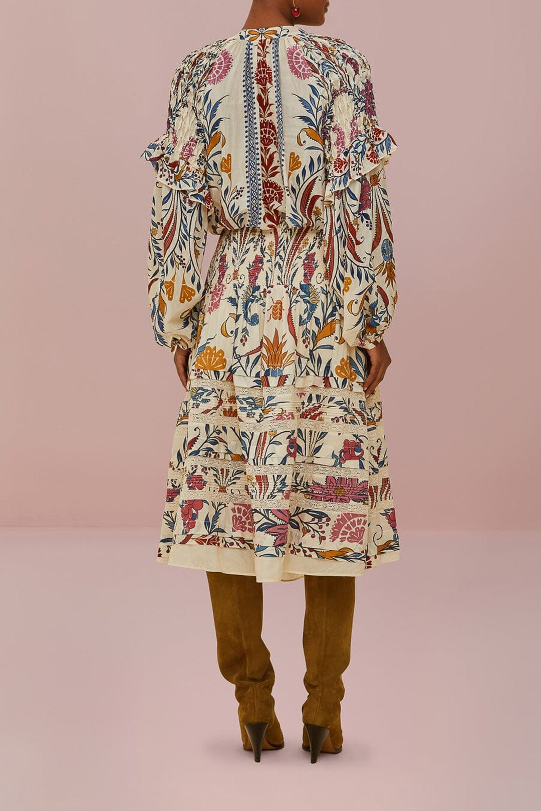 Jupe midi Romantic Lighteness en coton - Multicolore