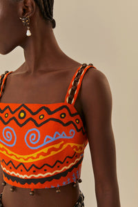 MEDIA OFF LINE_Top sans manches Myriad en lin - Orange
