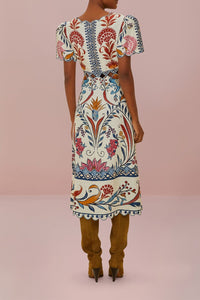 Romantic Lightness midi dress in linen - Multicolour