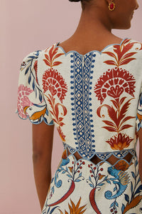 Romantic Lightness midi dress in linen - Multicolour