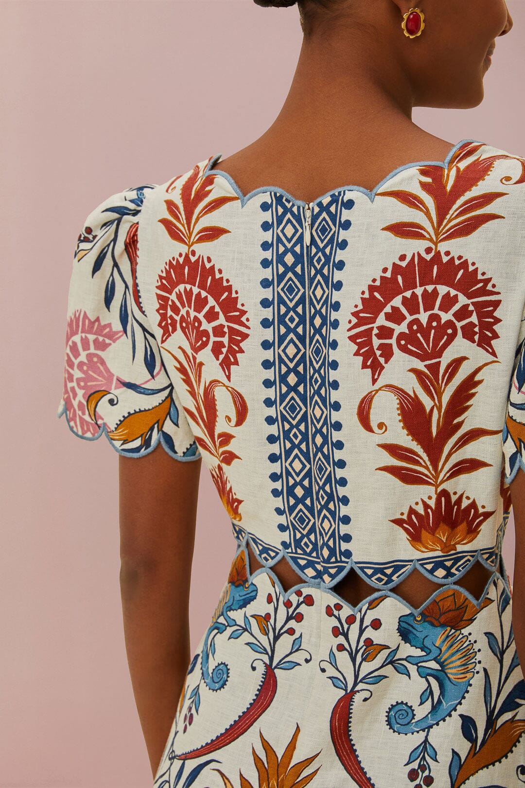 Romantic Lightness midi dress in linen - Multicolour
