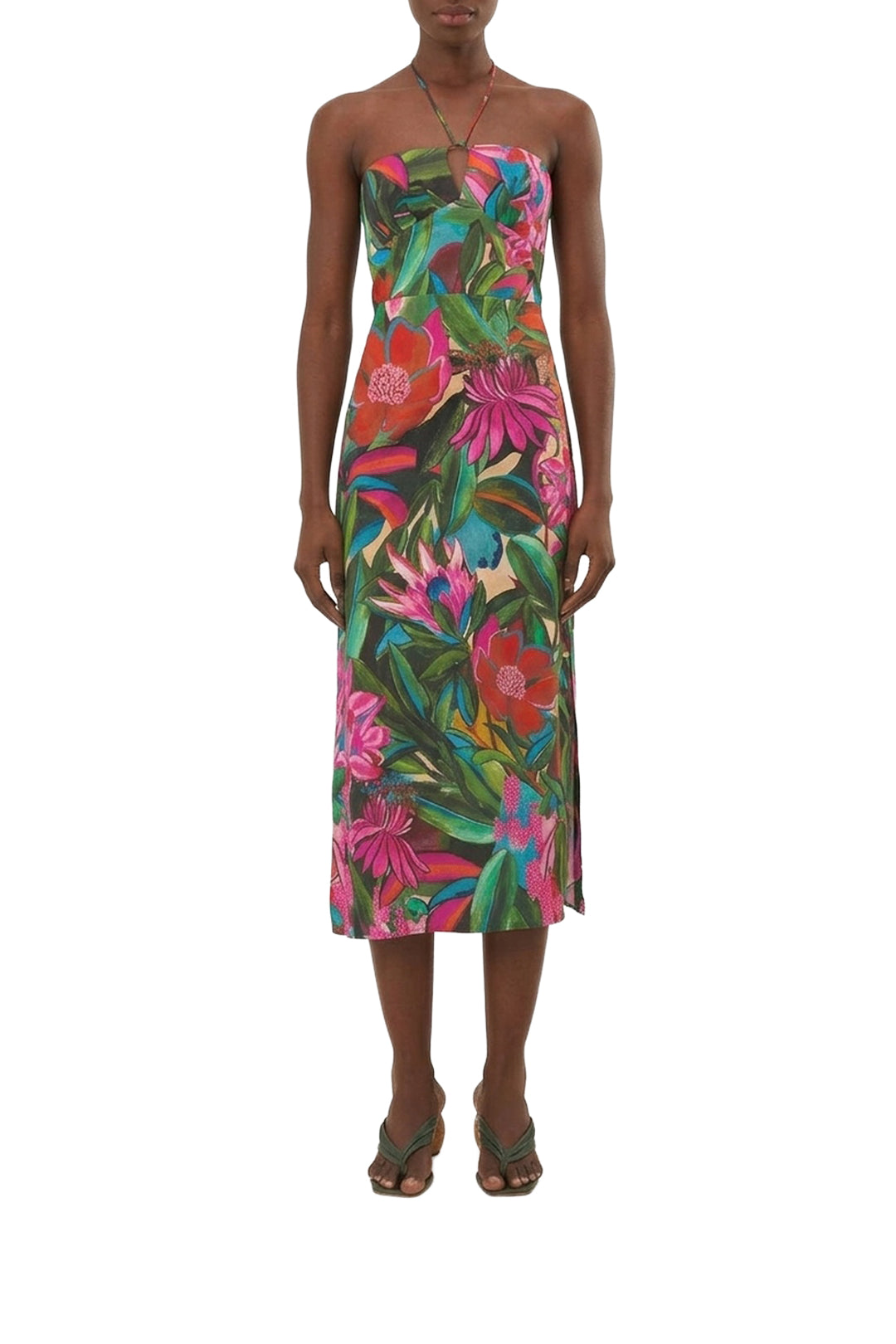 Robe midi bustier Dream Garden en coton - Multicolore