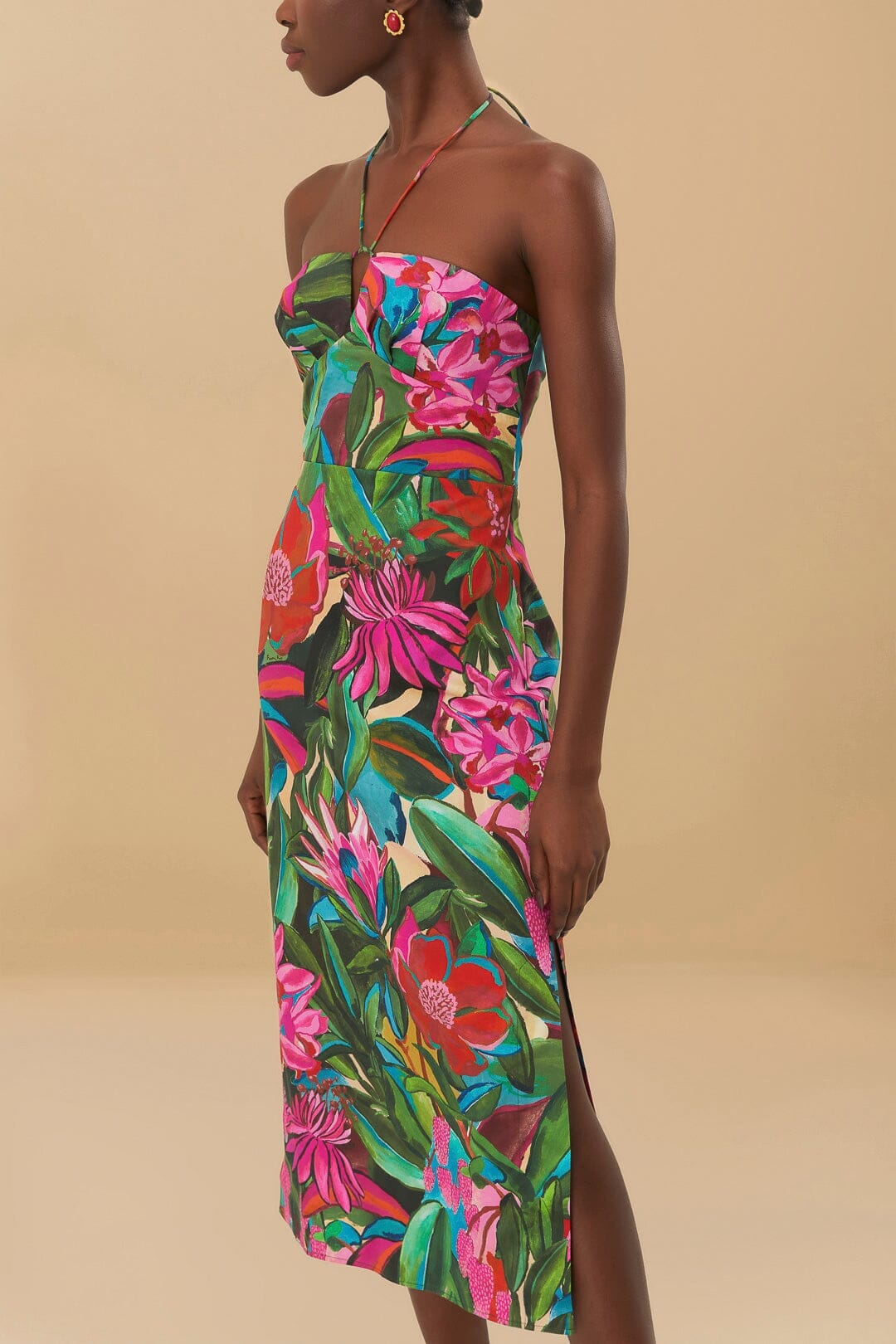 Robe midi bustier Dream Garden en coton - Multicolore