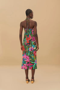 Robe midi bustier Dream Garden en coton - Multicolore