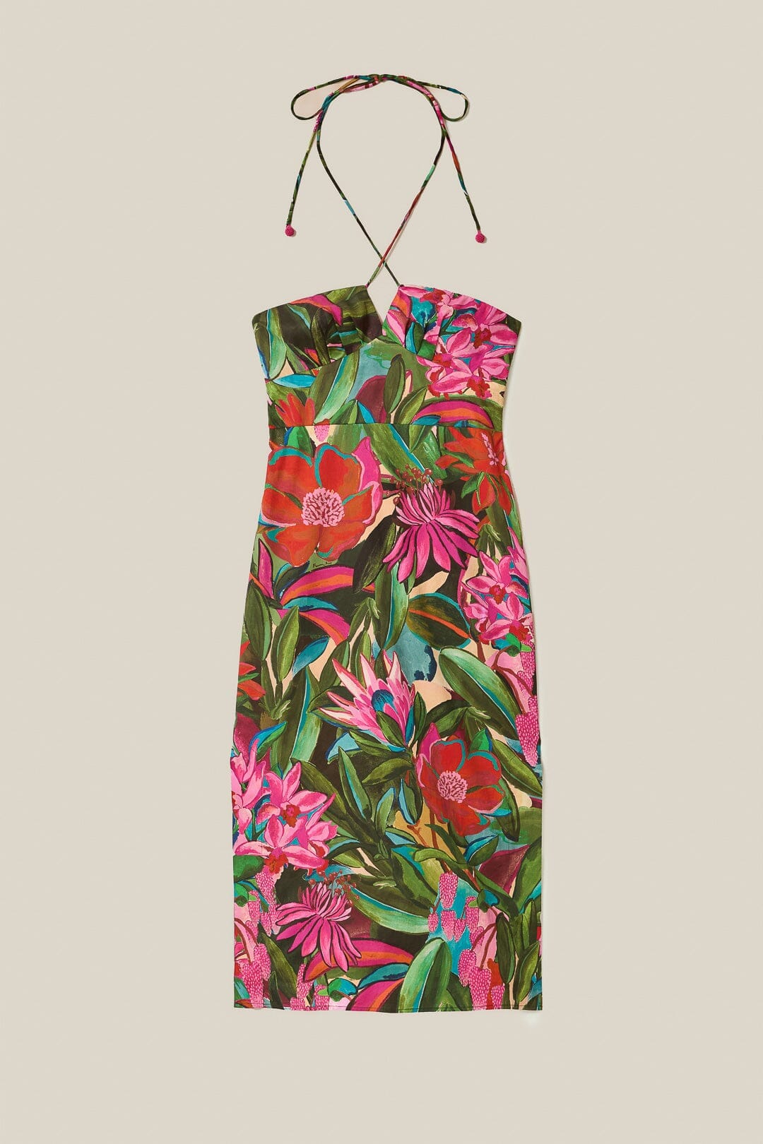 Robe midi bustier Dream Garden en coton - Multicolore