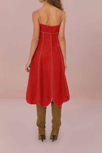 Robe midi en lin - Rouge