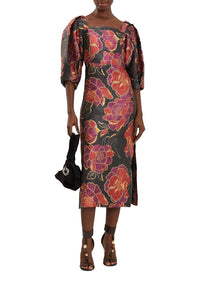 Robe midi Chita scintillante en coton - Noir