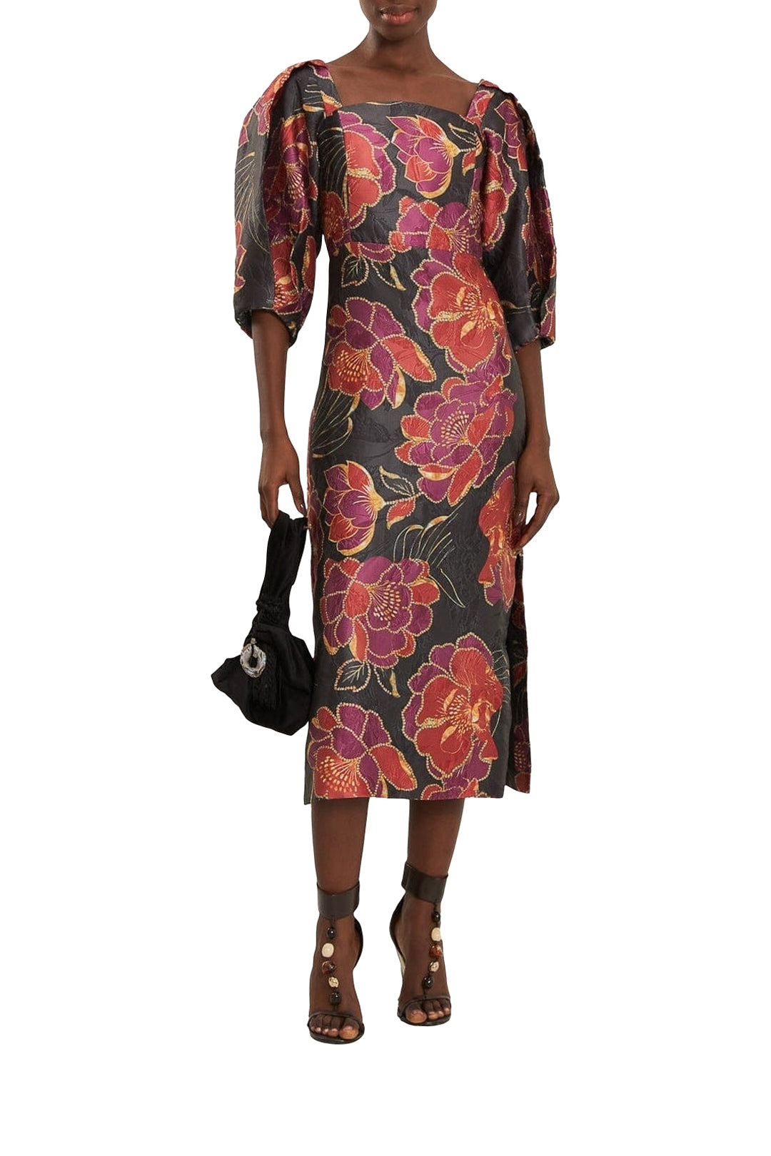 Robe midi Chita scintillante en coton - Noir