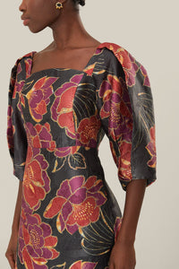 Robe midi Chita scintillante en coton - Noir