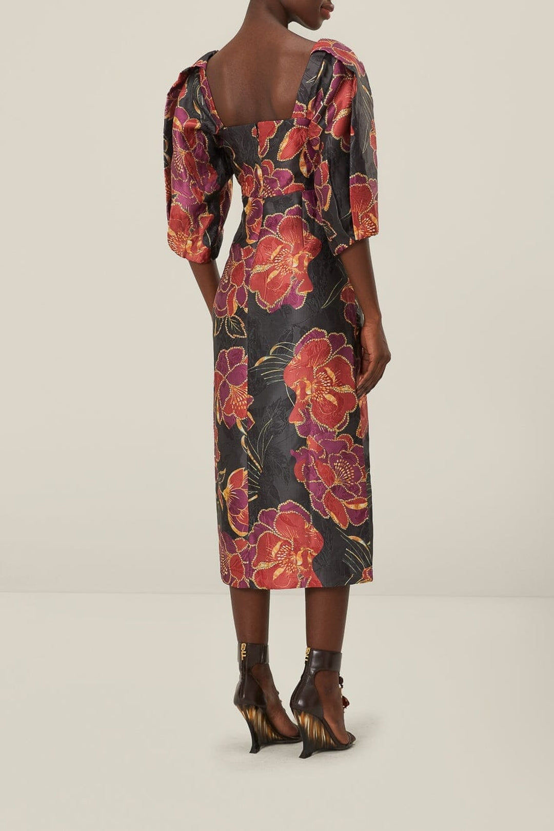 Robe midi Chita scintillante en coton - Noir