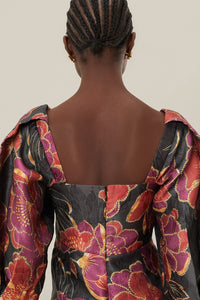 Robe midi Chita scintillante en coton - Noir