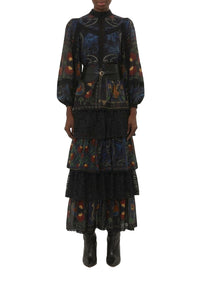 Arabesque cotton maxi dress - Black