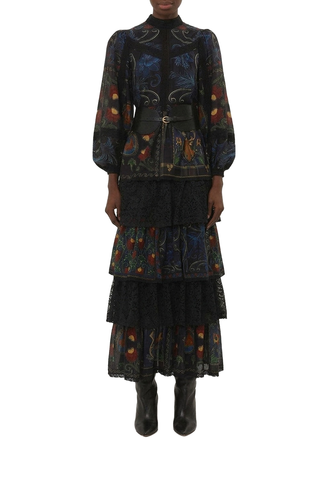 Arabesque cotton maxi dress - Black