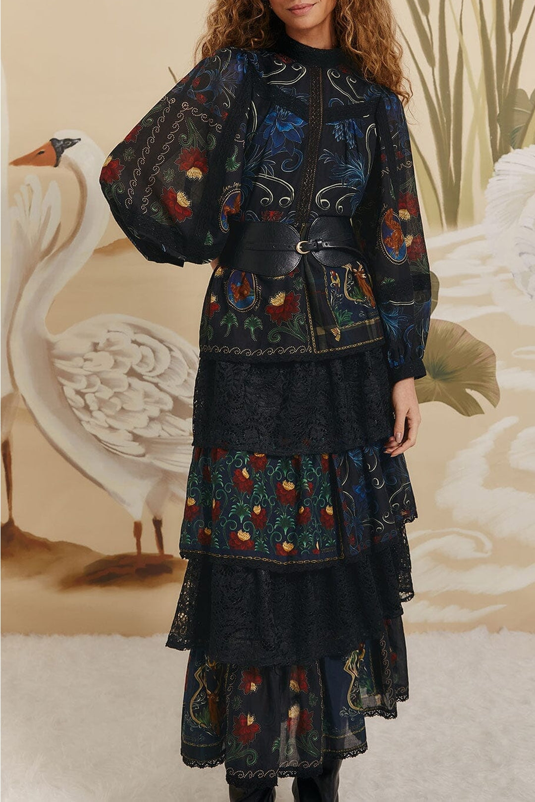Arabesque cotton maxi dress - Black