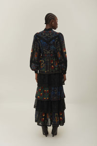 Arabesque cotton maxi dress - Black