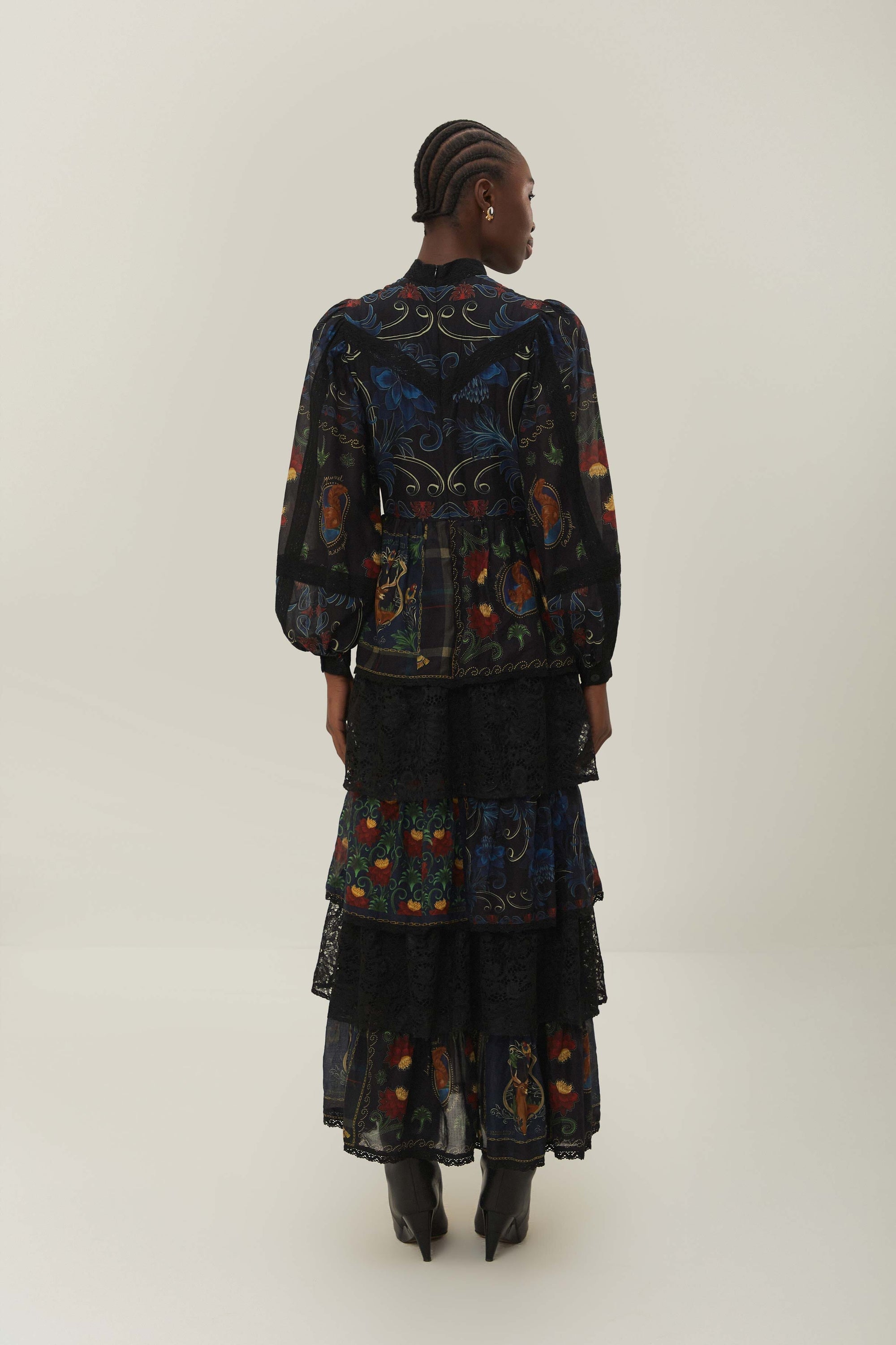 Arabesque cotton maxi dress - Black