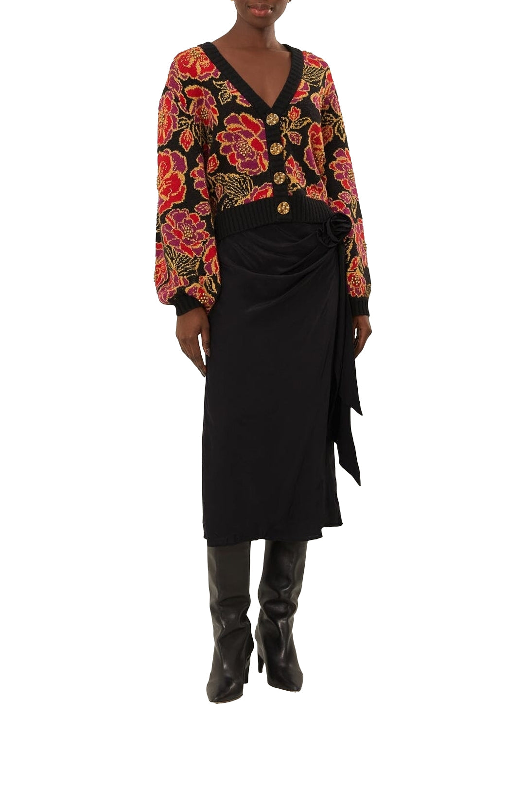 Draped midi skirt - Black