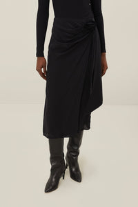 Draped midi skirt - Black