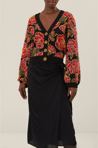 Draped midi skirt - Black