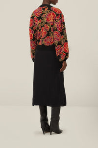 Draped midi skirt - Black