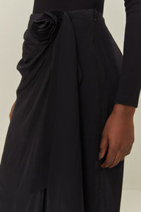 Draped midi skirt - Black