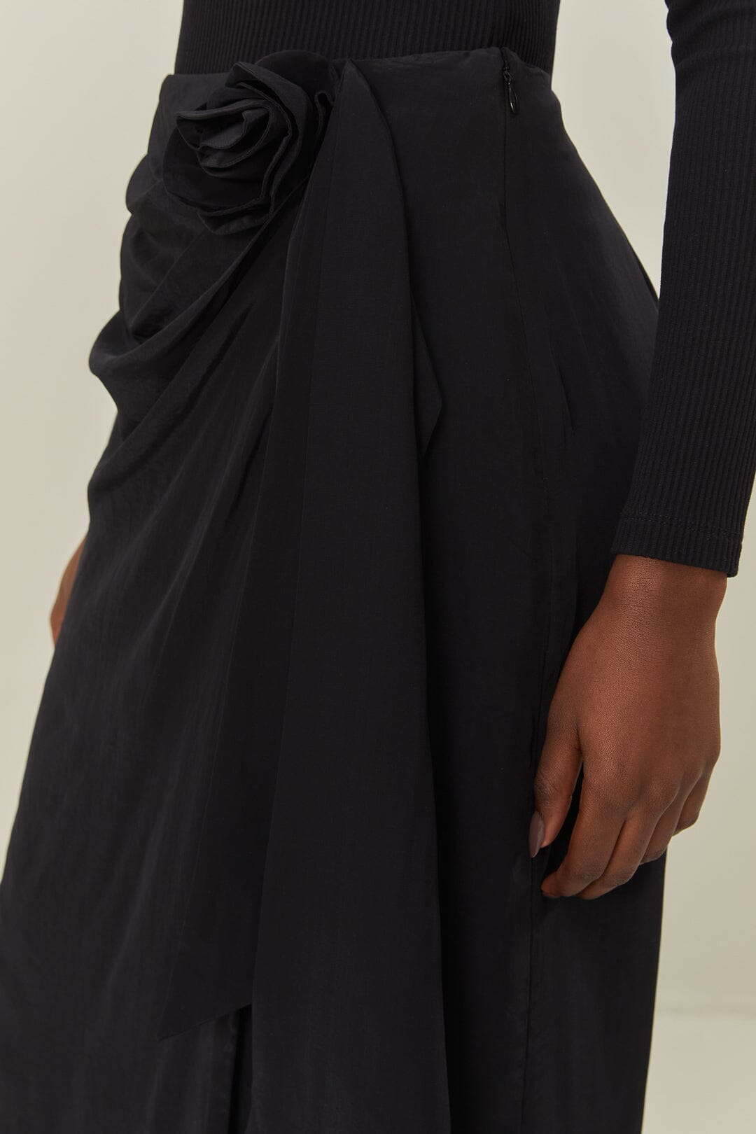 Draped midi skirt - Black