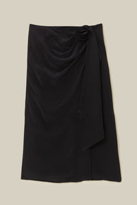 Draped midi skirt - Black