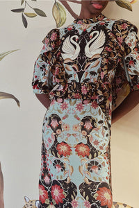 Flowing Beauty midi dress in cotton - Blue